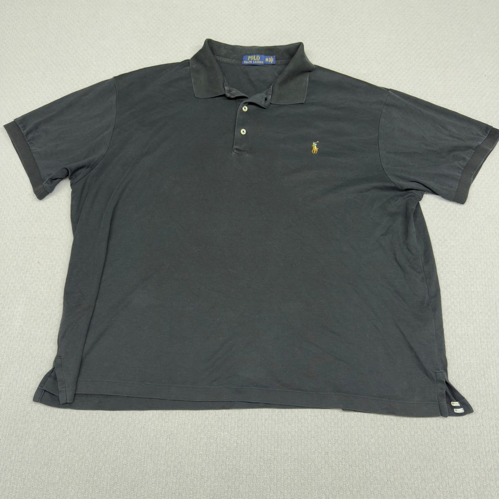 Polo Ralph Lauren Shirt Mens 2XB Black Cotton Preppy Classic Golf Casual